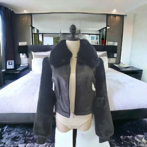 Lace Up Side Detail Fur Coat